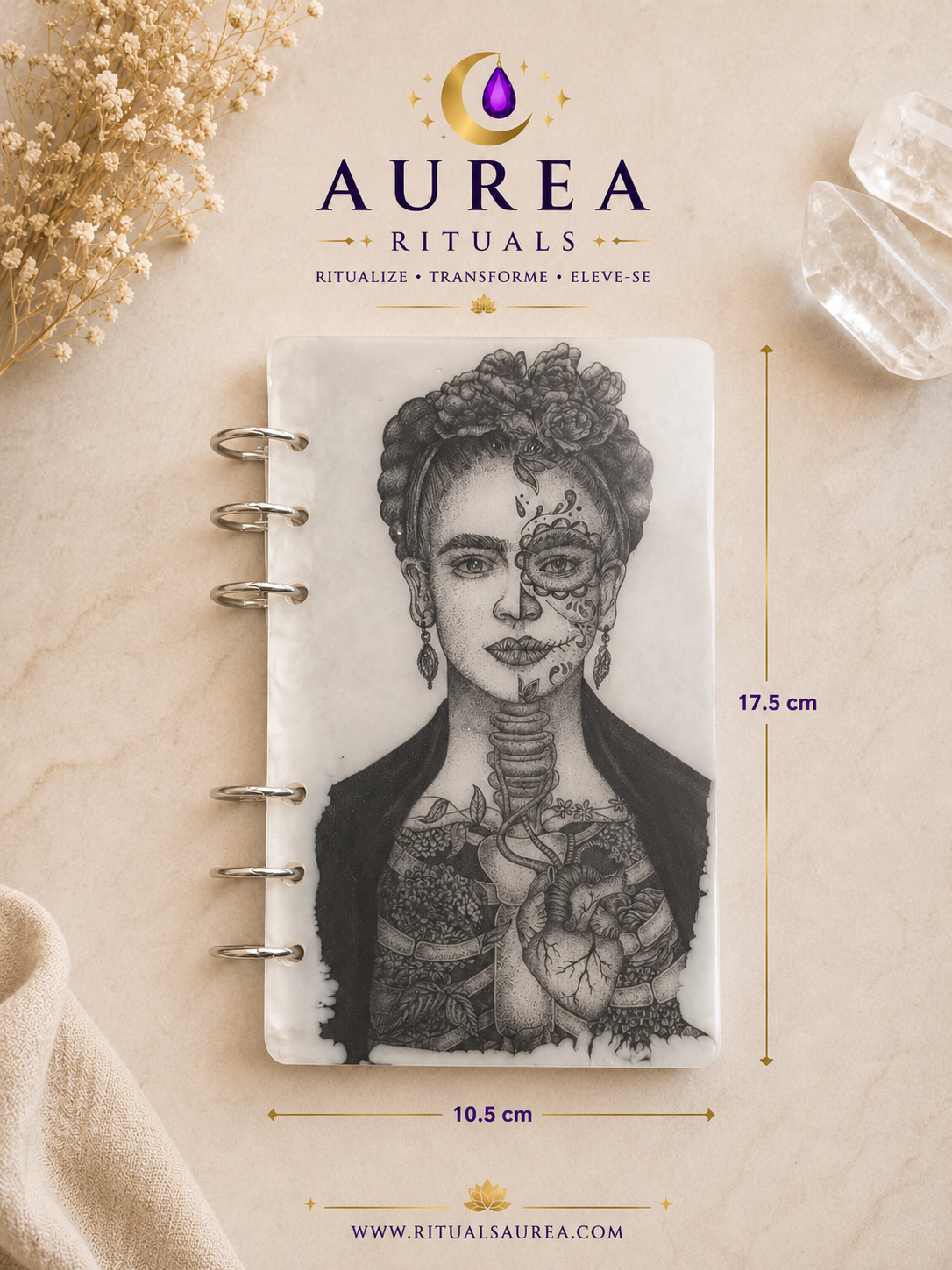 Bloco de Notas Frida Kahlo em Resina Artesanal