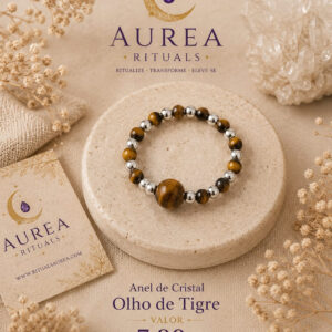 Anel de Cristal Natural  Olho de Tigre