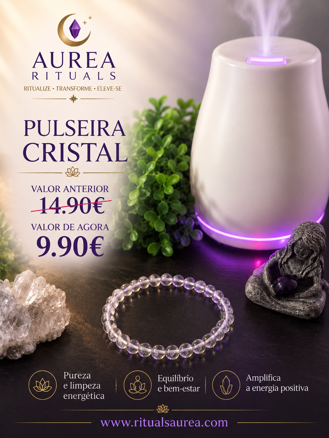 Pulseira Cristal de Rocha
