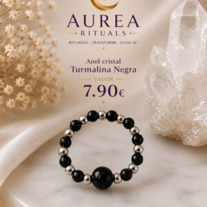 Anel de Cristal Natural  Turmalina Negra