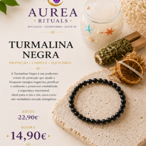 Pulseira de Turmalina Negra – Cristal Natural 6 mm