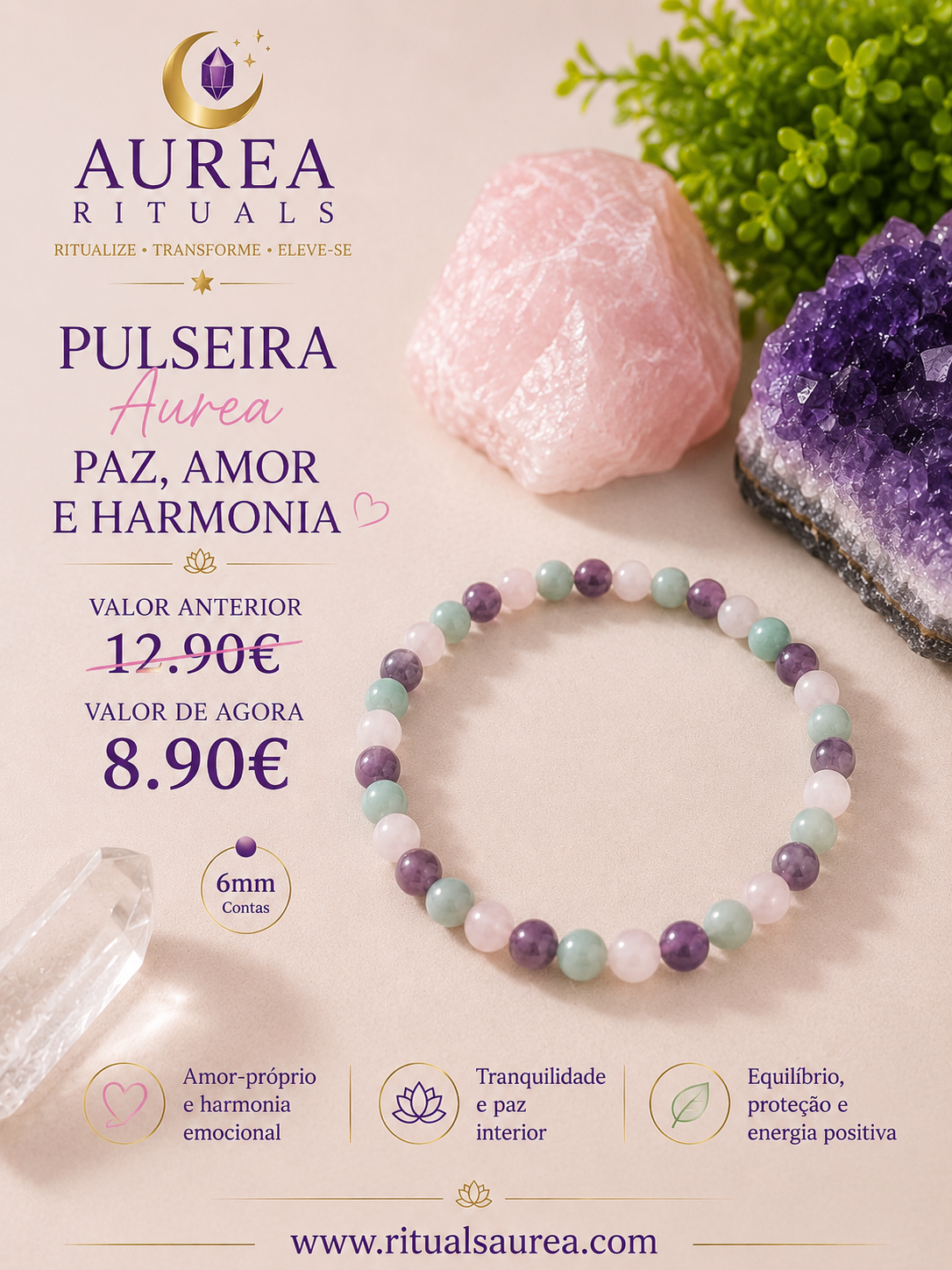Pulseira AUREA Paz, Amor e Harmonia